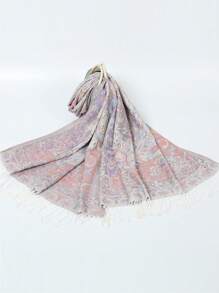 1 chiếc khăn choàng/khăn choàng trang trí tua rua đậu phộng dệt mới, vải, cho mùa xuân và mùa thu, phụ nữ mùa đông thu - Nhiều màu - Xem 5