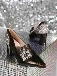 Pointed Toe Thin Heel Slip-On High Heel Versatile Pumps For Women