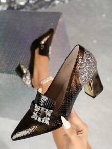 Pointed Toe Thin Heel Slip-On High Heel Versatile Pumps For Women