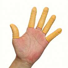 100pcs/Pack Disposable Finger Cots, Multi-Purpose One-Time Finger Covers, Medium Size Finger Sleeves, Latex Thumb Protectors, Durable Latex Material - Suitable For Beauty, Electronics, Medical And Other Industries Finger Protection - Multicolor - View 3