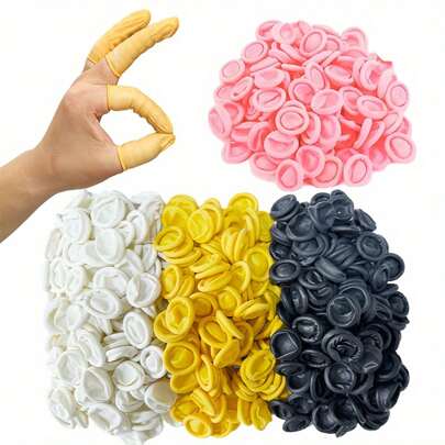 100pcs/Pack Disposable Finger Cots, Multi-Purpose One-Time Finger Covers, Medium Size Finger Sleeves, Latex Thumb Protectors, Durable Latex Material - Suitable For Beauty, Electronics, Medical And Other Industries Finger Protection