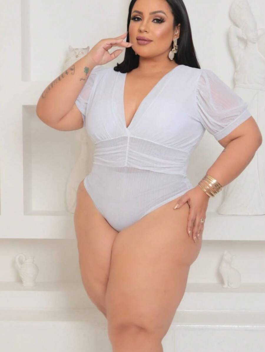 Shiny Bodysuit Summer - trắng - Xem 1