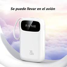 Power Bank Batería Portátil 20000mah YISEN Carga rápida 4 cables incorporados Pantalla LED digital cargador portátil - Morado - Ver 5