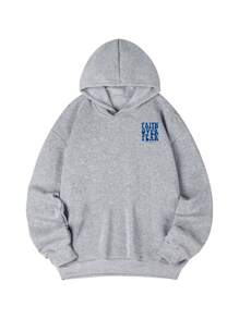 1pc Tween Girls Casual Graphic Print Pullover Fleece Hoodie, Autumn/Winter, Designed For Adventurous Young Souls "Belief Over Fear" Sweatshirt