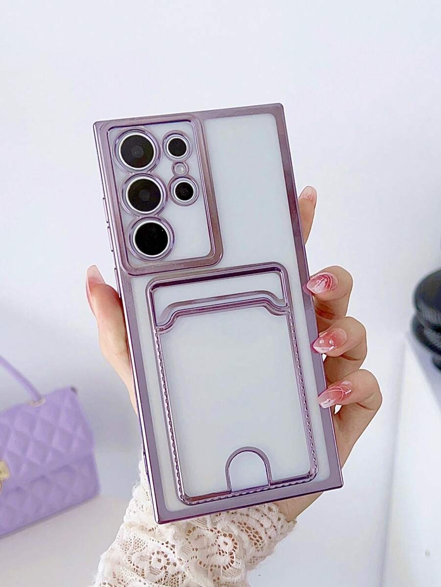 1 ốp lưng điện thoại TPU mạ vàng hình thiên thần có khe đựng thẻ, tương thích với các dòng điện thoại , Apple, và Redmi. - Màu tím - Xem 1