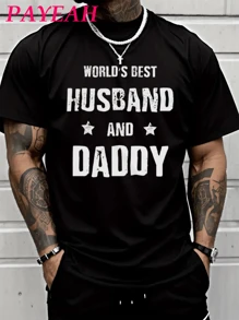 PAYEAH The World's Best Husband And Dad T-Shirt - Father's Day Dad (Single Piece)100% Cotton 220g Heavy Cotton T Shirt - màu đen - Xem 1