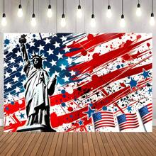 1 件美国国旗派对背景布 82.7 * 59.1/59.1 * 39.4/39.4 * 29.5 英寸美国国旗背景自由女神像摄影背景退伍军人纪念国家党横幅蛋糕桌面装饰 - 多顏色 - 查看 1