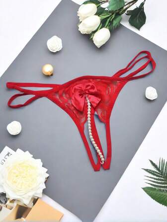 Sexiga underkläder Öppna den lilla pärlan Lace Bow Strings som en nyhet Underkläder, sexiga och fashionabla genomskinliga underkläder, låg midja underkläder