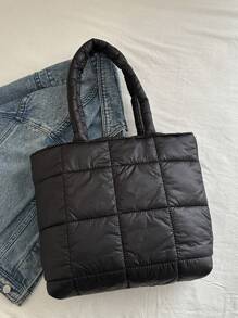 时尚简约大容量休闲多用途女士手提包，带蝴蝶刺绣和加垫肩带，时尚腋下包，适合工作、学校、秋冬 - 黑色 - 查看 5