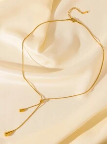 1 pièce Collier pendentif long en forme de goutte d'eau en acier inoxydable, convient pour un port quotidien