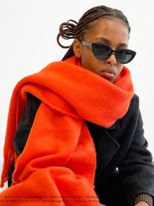 1PC Boho Colorful Grid Tassel Chunky Scarf Thickened Soft Warm Tassel Shawl Autumn Winter Coldproof Windproof Wrapped Neck Scarf - Multicolor - View 24