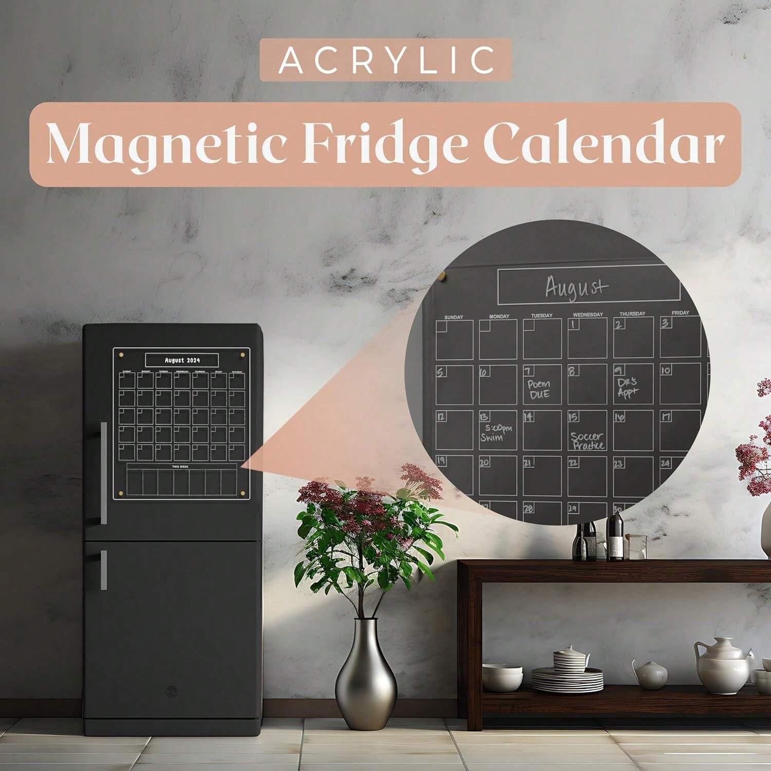 Acrylic Fridge Calendar Clear Refrigerator Dry Erase Board