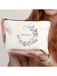 Flowers, Butterflies, Bows, Love, New Autumn Collection, Christmas Gift, Holiday Essential, Halloween, Christmas, Clutch, Coin Purse, Toiletry Bag, Makeup Bag, DIY, Gift For Girlfriend, Valentine's Day, Gift For Mom, Mother's Day, Travel, Bags, Women's Handbag, Travel Essential, Tote Bag, Customized Name - Beige - View 3