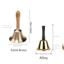 响亮的纯铜金色手铃，用于婚礼响铃，老年人床边手铃，教师教室铃，晚餐铃，铃铛，冥想铃，卢佩，世界头，铃铛控制 - 彩色 - 查看 2