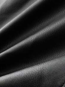 Men's Long Sleeve Autumn/Winter Jacket, Thermal Lined Thick PU Leather Motorcycle Jacket, Casual Wear - Black - View 5