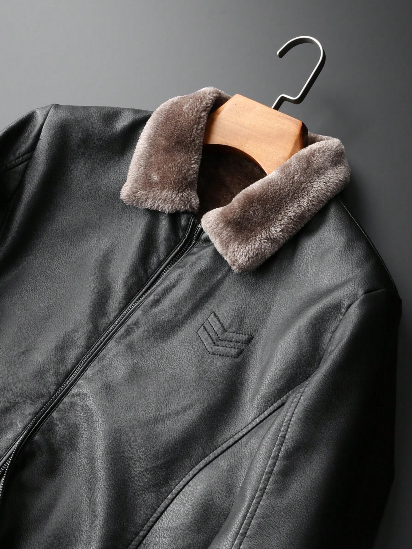 جاكيت رجالية للخريف/الشتاء، جاكيت جلد بطانة من الف...