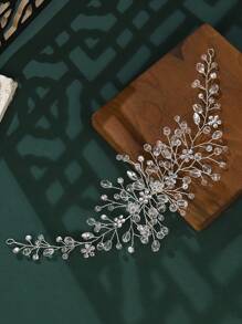 1 chiếc băng đô hoa thanh lịch, kiểu Hàn Quốc dành cho cô dâu/phù dâu, phụ kiện tóc cưới, quà tặng ngày Valentine. - Bạc - Xem 6