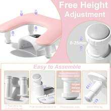 ibubu Upgrade Nail Arm Rest Height Adjustment U-Shaped Manicure Hand Rest Pillow Cushion Soft PU Leather Detachable Nail Art Hand Stand Holder Reposabrazos Para Manicura For Nails Tech - Hồng - Xem 5