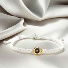 照片定制投影记忆手链情侣学生闺蜜女友节日礼物爱情记忆礼物男女同款钛钢手工手链简约彩色手链 - 金色 - 查看 4