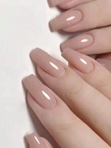 24/30 件各种尺寸玫瑰裸色哑光光滑亚克力按压指甲，适合女士和女孩，包括 1 件指甲锉指甲用品指甲 - 藕粉色 - 查看 4