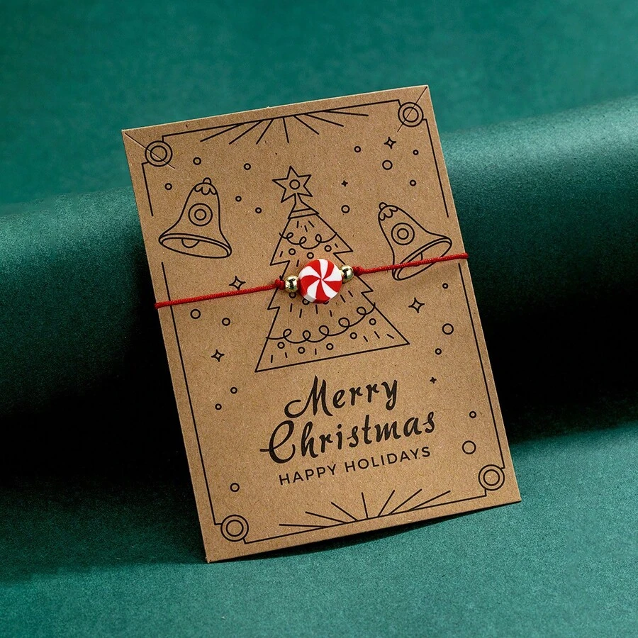 1 件圣诞合金驯鹿、圣诞老人、圣诞树、雪花、糖果针织手链吊坠，适合圣诞节佩戴或作为送给女朋友/最好的朋友的礼物 - 糖果手鍊 - 查看 1