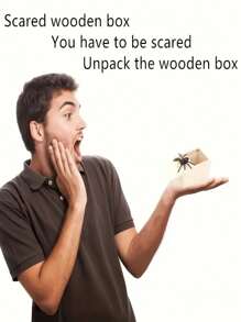 1 pieza Caja de broma de araña de madera - Caja de broma hecha a mano, excelente para regalos de Navidad