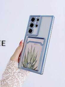 1pc Angel Plating Tpu Phone Case Compatible With Samsung, Compatible With Apple, Compatible With Xiaomi, Compatible With Redmi Models With Card Slot - Blue - View 2