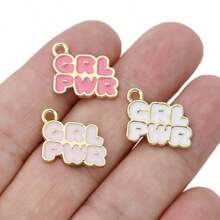 10Pcs Gold Plated Enamel Power Charms Pendant For Jewelry Making Earrings Bracelet Necklace Accessories DIY