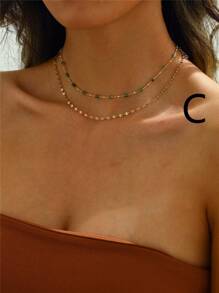 2 Stücke Natürstein Edelstahl Ketten Halsketten Set, minimalistischer Choker, Schmuck, für den täglichen Gebrauch, Dates, Urlaub, Party, Strandmode, Geschenk für sie