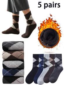 5双男士中筒袜，高弹柔软舒适透气，适合男士日常穿着，简约舒适的中筒袜，精致的圣诞礼物 - 彩色 - 查看 4