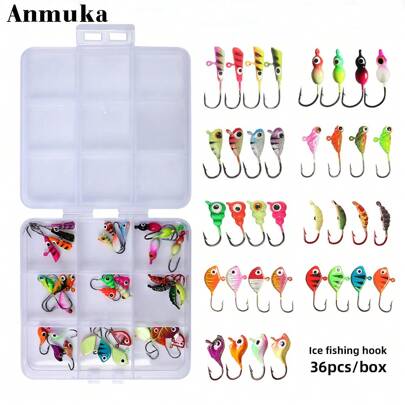 36pcs Ice Fishing Hooks, Miniature Lead Head Hooks, Exquisite Micro Lure Hooks, Suitable For Trout, Crucian Carp, Bass, Freshwater And Saltwater Fishing Stuff