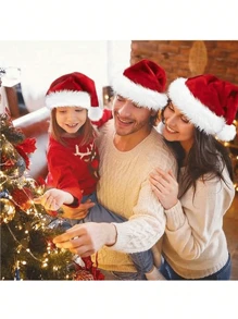 1顶圣诞帽，圣诞老人帽，成人款红色男女通用双层加厚天鹅绒圣诞帽，保暖舒适，适合新年节日派对。迷你装饰圣诞帽，可放置刀叉等餐具。最佳生日礼物，家居装饰，圣诞装饰，房间装饰，冬季圣诞装饰，家居圣诞礼物，圣诞装饰