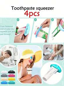 4 dụng cụ bóp kem đánh răng - Dụng cụ bóp bằng nhựa đơn giản và tiện lợi, dụng cụ bóp tuýp kem đánh răng thích hợp cho gia đình và du lịch (4 màu ngẫu nhiên) - Nhiều màu - Xem 5