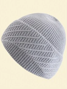 JZML 1 件装男士简约时尚装饰针织帽 - Beanie - 查看 14
