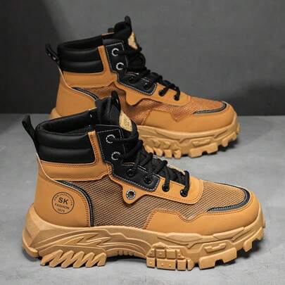 2024 New Vintage Boots For Men, Warm Thermal Lined Mid-Top Lace-Up Ankle Boots, Retro British Style