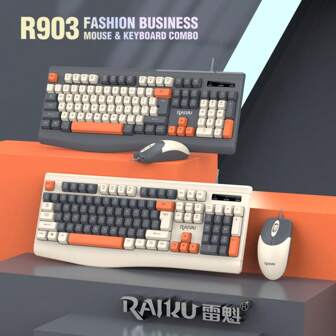 Colorful Mechanical Keyboard And Mouse Combo, Wired USB Office/Gaming Set