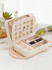 1 件便携式皮革首饰盒，珠宝旅行收纳盒皮革耳环项链戒指手镯展示盒带按扣，适用于耳环、项链、戒指、手镯、圣诞礼物 - 彩色 - 查看 20