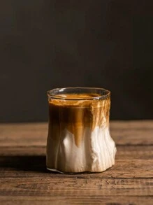 1个300毫升咖啡杯-冰美式设计，小众透明玻璃杯，极具吸引力的树桩拿铁杯，网络名杯 - 彩色 - 查看 3