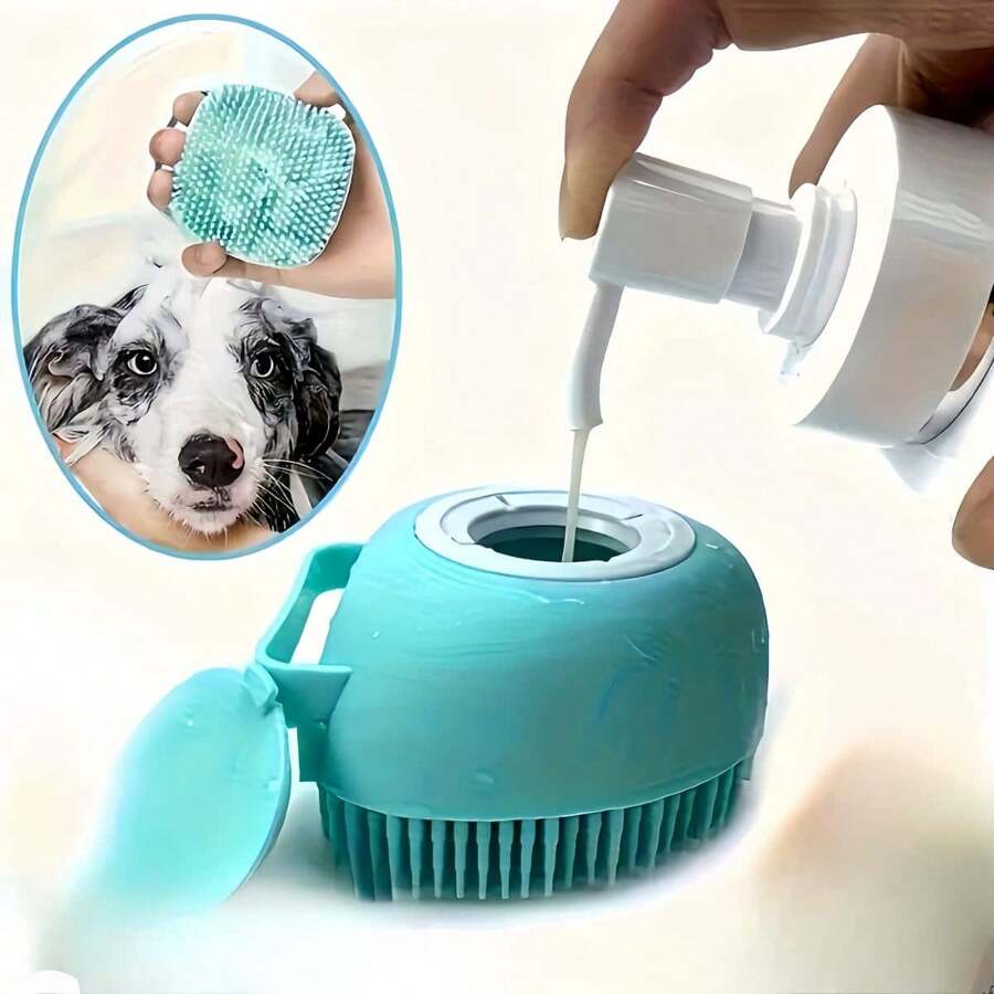 Silicone Pet Shampoo Brush With Shampoo Storage Gentle Massage