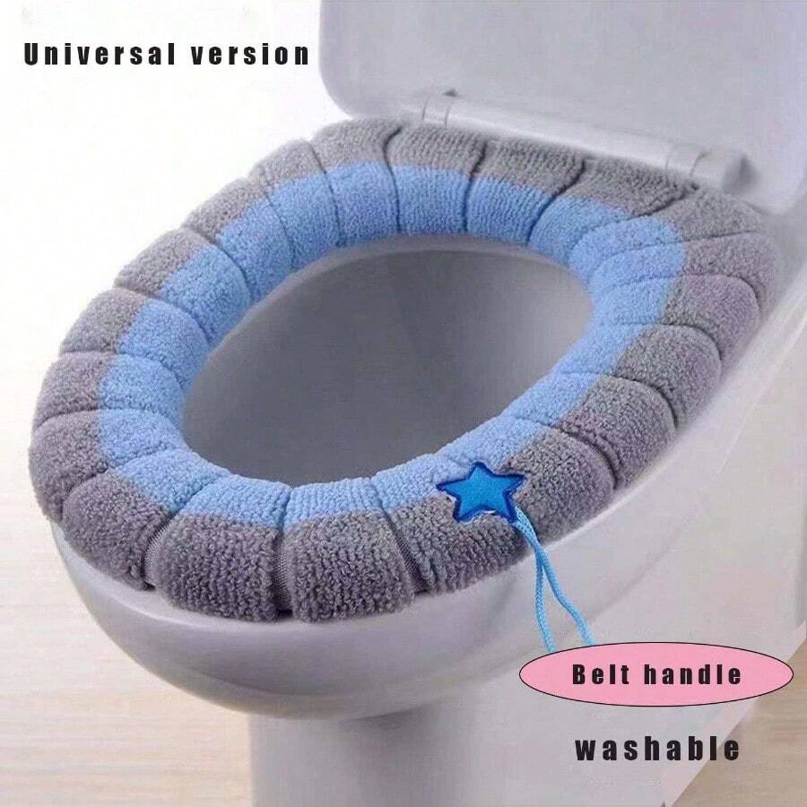 1 件馬桶座椅套,o 型針織馬桶墊,加厚可水洗浴室馬桶座蓋,卡通風格