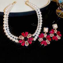 优雅向日葵仿珍珠项链和耳环套装，适合女性婚礼/派对情人节、妈妈、母亲、母亲节、礼物 - 花朵 - 查看 13