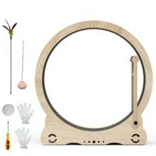 Cat Exercise Wheel - Indoor Cat Treadmill With Carpeted Running Track, Cat Exercise Wheel With Teaser Equipment, Safety Cat Treadmill With Locking Latch, Natural Wood, 39.4 "L X 13.2 "W X 41.3 "H - 自然的 - 查看 10
