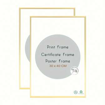 2pcs Gold Aluminum Alloy Photo Frames, Modern Home Decor Art Frames, Minimalist Fashionable Gold Aluminum Alloy Decorative Frames Gifts Birthday Graduation