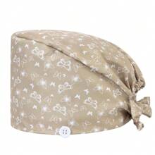 1pc Women's Premium Butterfly Print Tie Design Nurse Cap/Hat, With Elastic Strap At Back, Mask Strap Hook On Side, Suitable For Doctors, Nurses, Hospital, Beauty Salon And Veterinary Staff Use