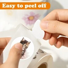 500Pcs Round-Tape Sticker-Cute Cat Stickers Roll Vinyl Stickers For Scrapbook Journaling Laptop Bumper Skateboard Water Bottles Computer Phone Cartoon Anime - Multicolor - View 6