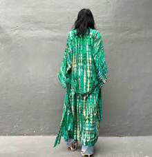 Plus Size Boho Chic Kimono Cover Up - Lightweight & Flowy Tie Dye Beachwear - Stylish Open Front For Women - Multicolor - View 2