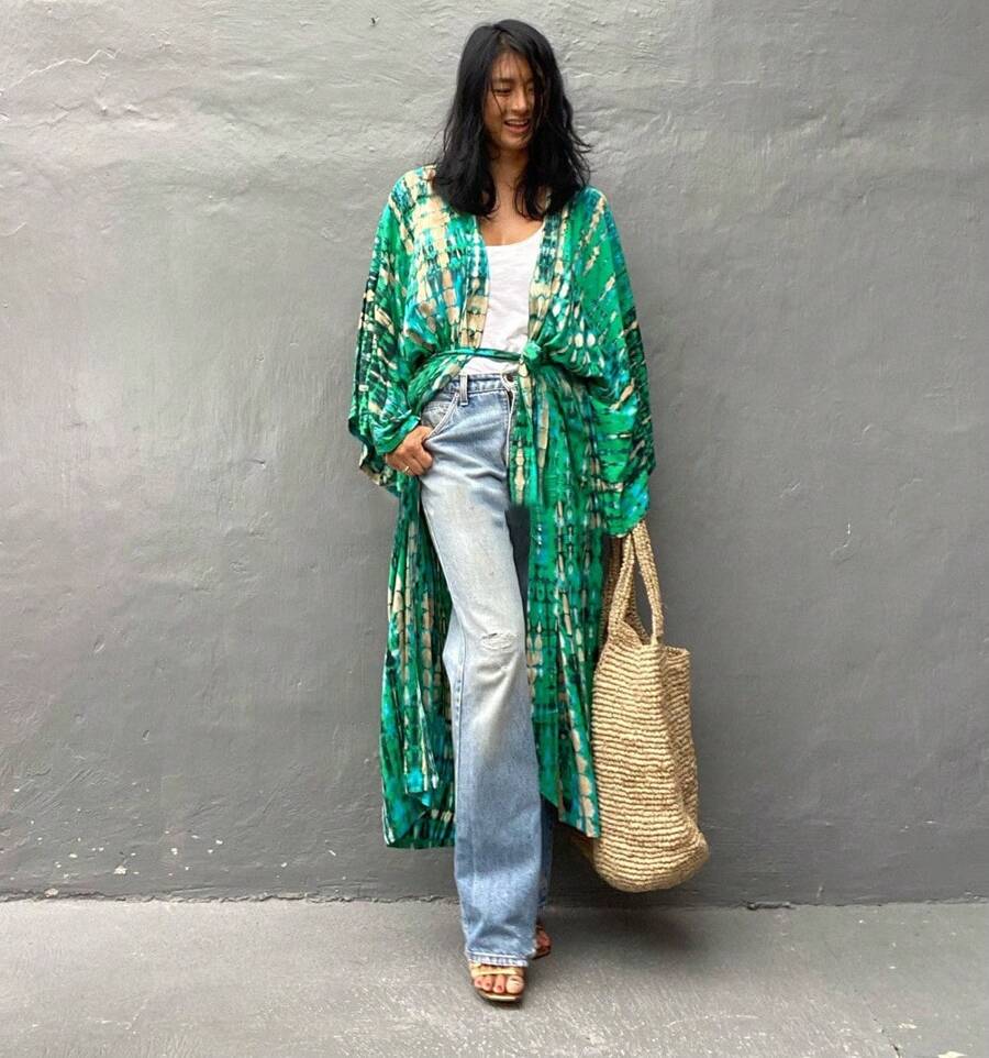 Plus Size Boho Chic Kimono Cover Up - Lightweight & Flowy Tie Dye Beachwear - Stylish Open Front For Women - Multicolor - View 1