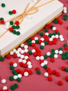 100 piezas de pompones navideños, bolas de pompones rojas, verdes y blancas para manualidades navideñas DIY, decoraciones creativas - Multicolor - Ver 6
