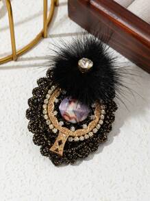 1 件优雅复古宫殿徽章水钻镶嵌貂皮女士胸针，奢华珠宝胸花，适合日常佩戴，约会礼物 - 經典 - 查看 5