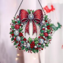 Dayi Diamond Painting Decorations - (Double Sided Printing - Single Sided Rhinestone Decoration) - Christmas Wreath - Multicolor - View 1